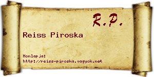 Reiss Piroska névjegykártya